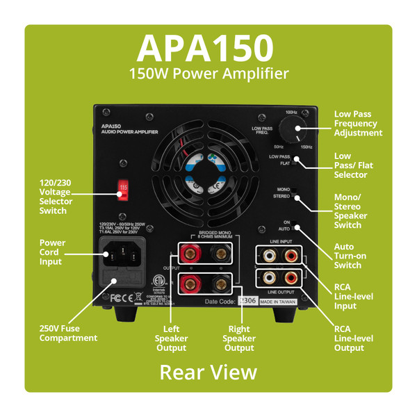 Alternate view 4 for Dayton Audio APA150 150W Power Amplifier 300-812